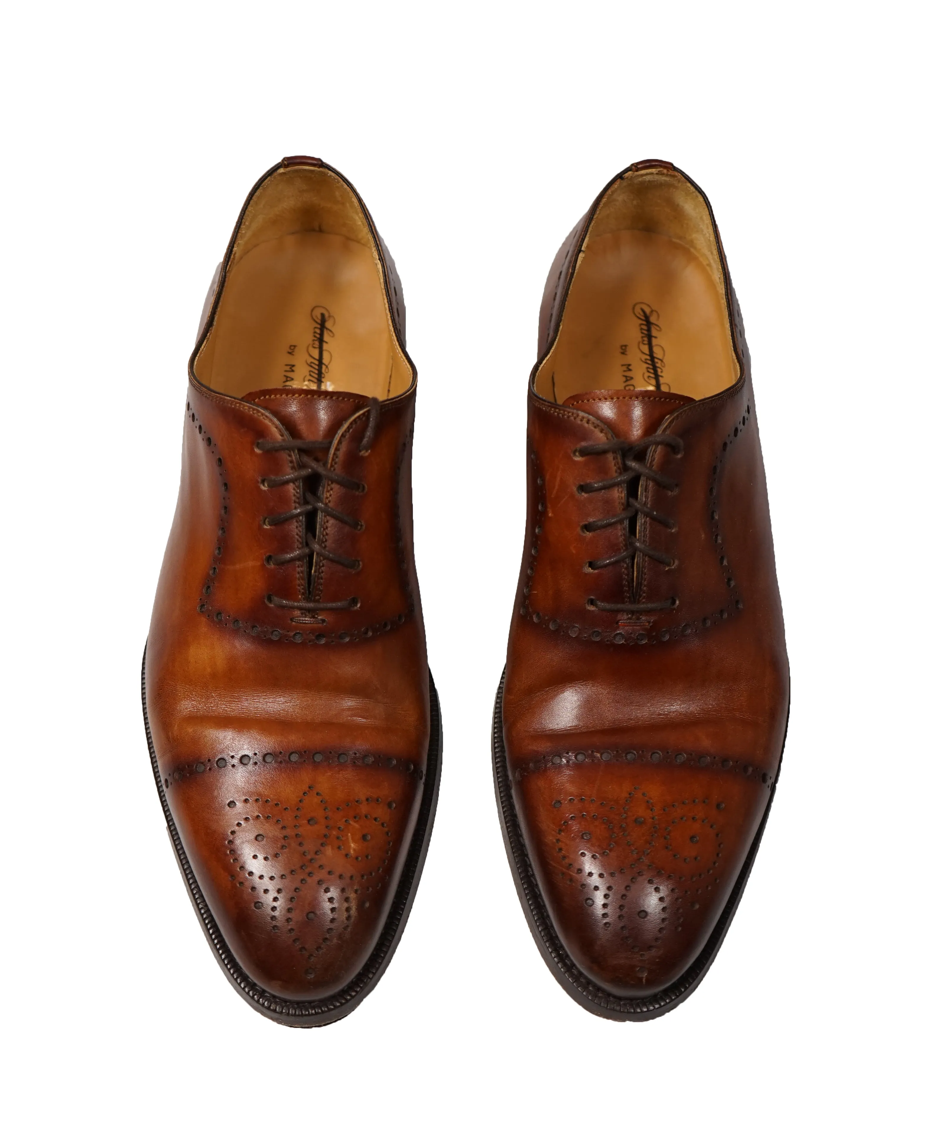 MAGNANNI For SAKS FIFTH AVENUE- Brown Wholecut Brogue Oxfords - 9