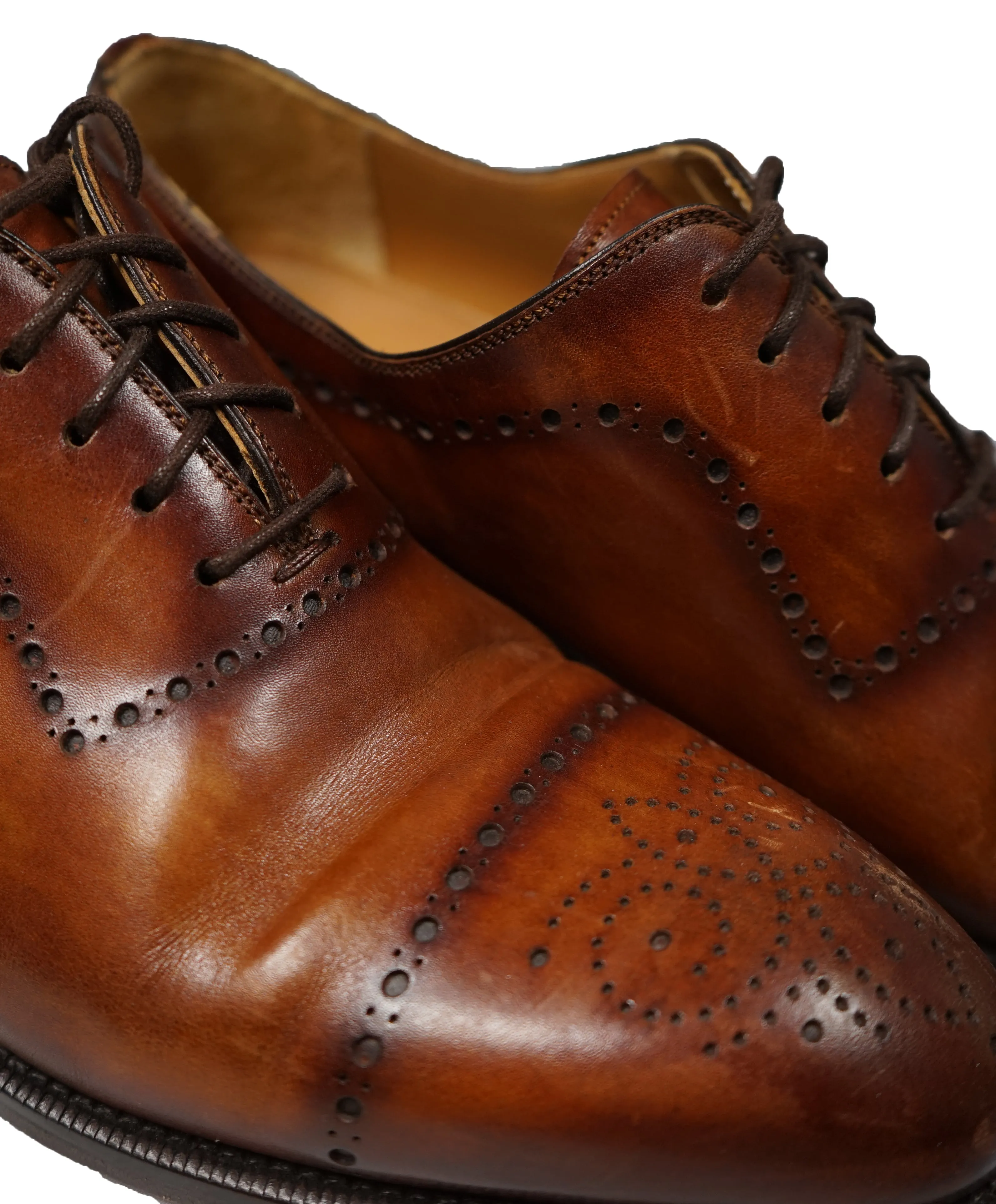 MAGNANNI For SAKS FIFTH AVENUE- Brown Wholecut Brogue Oxfords - 9