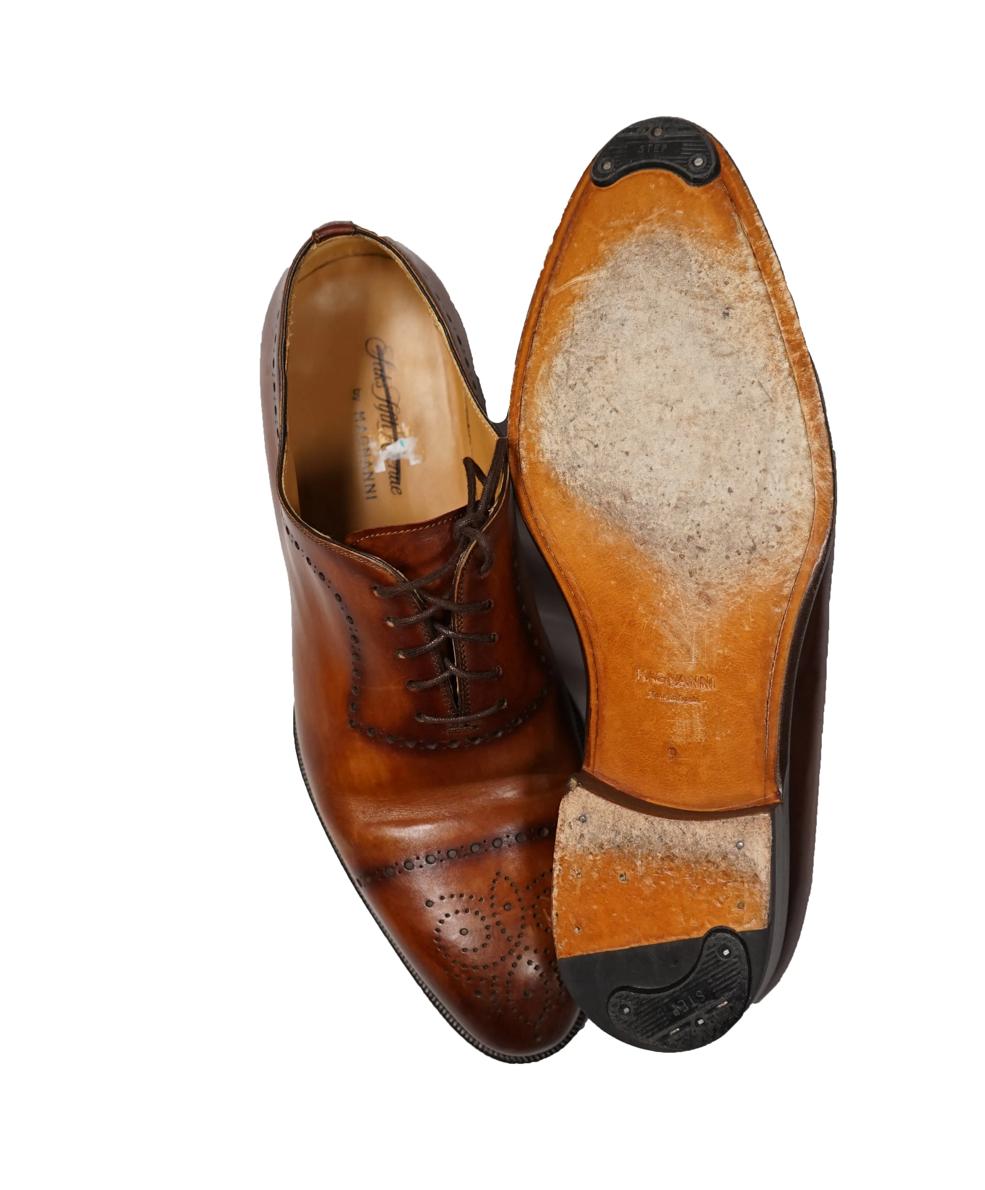 MAGNANNI For SAKS FIFTH AVENUE- Brown Wholecut Brogue Oxfords - 9