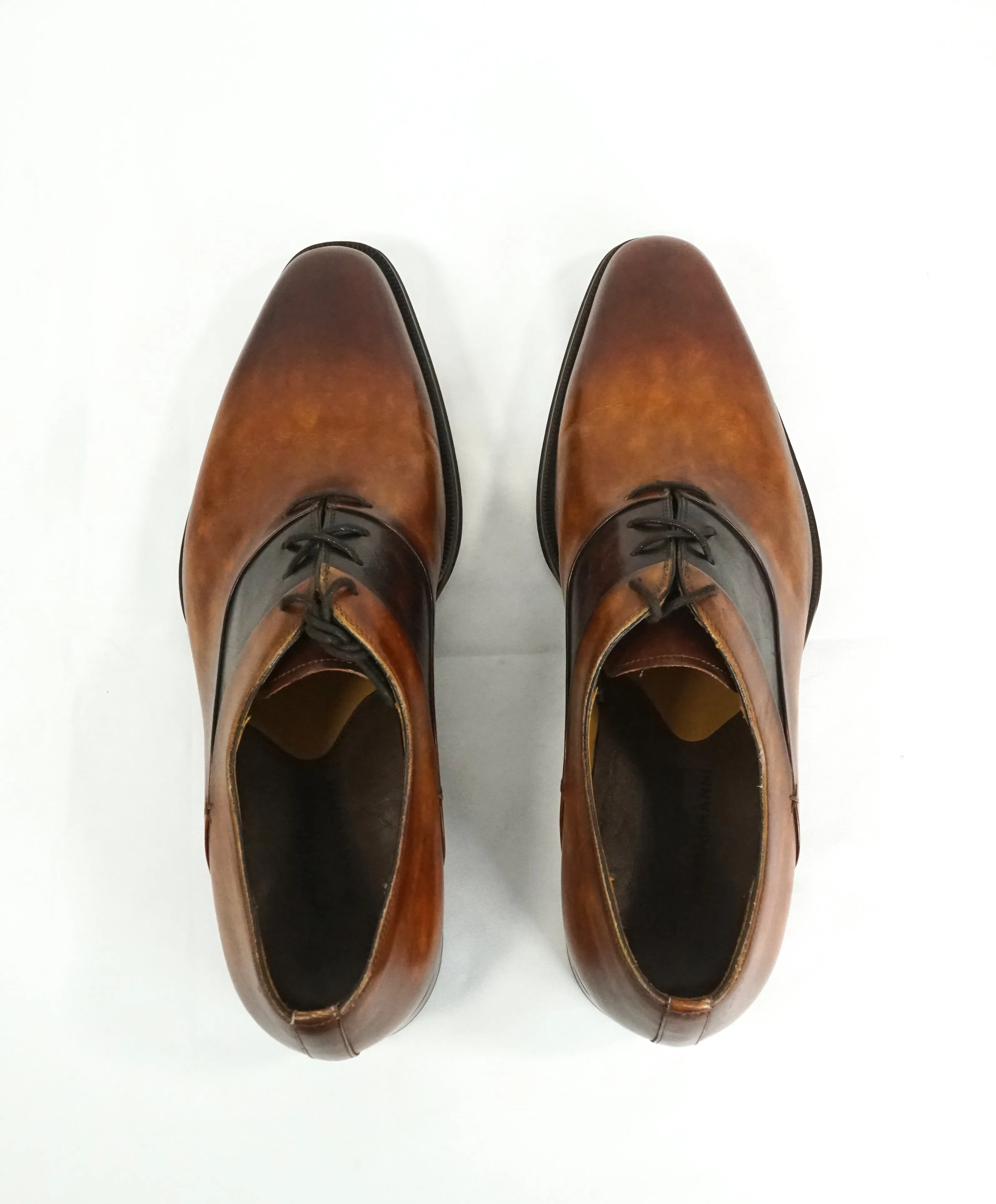 MAGNANNI - Hand Patina Bi Color Oxfords In A Sleek Detailed Silhouette - 8