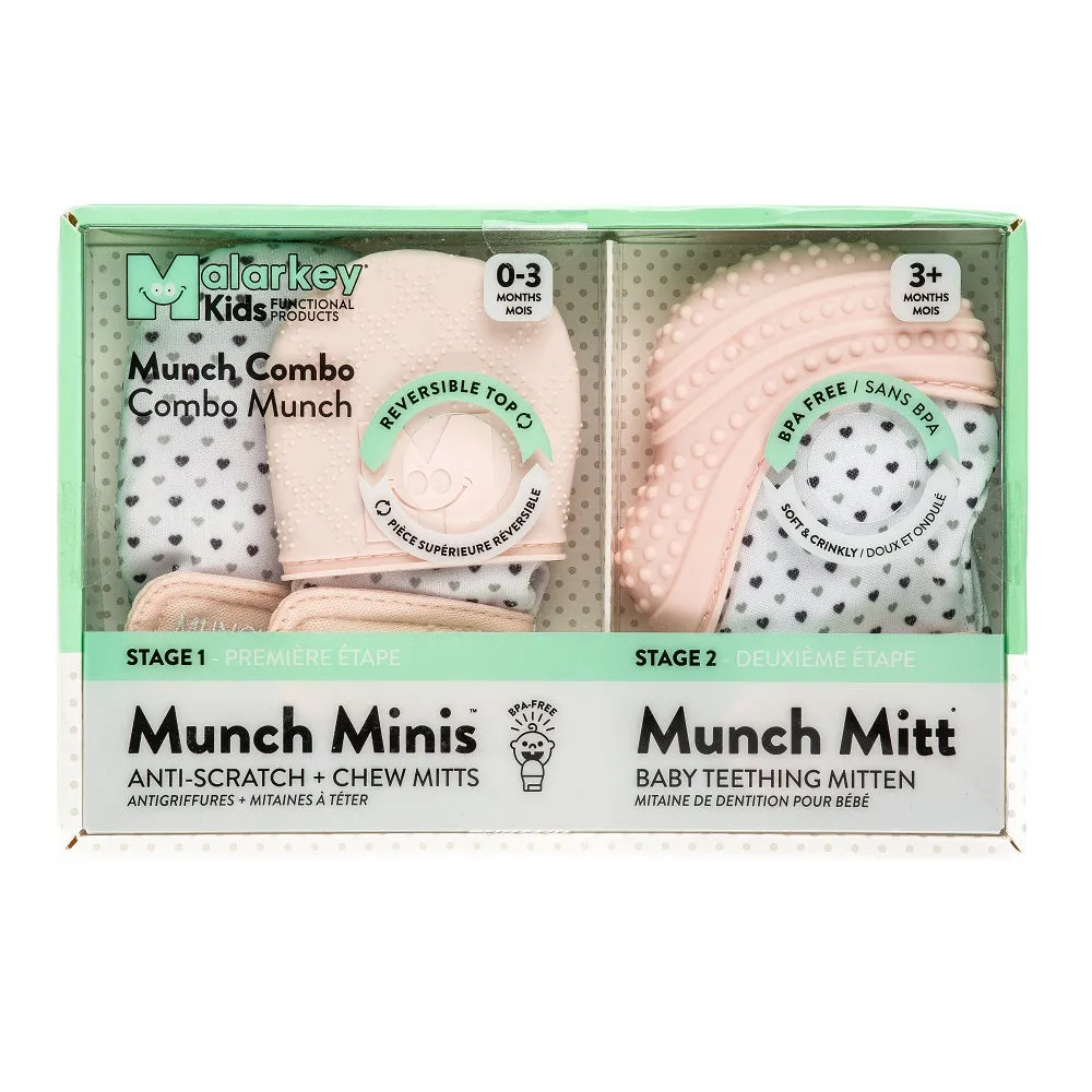 Malarkey Kids Munch Mini/Munch Mitt Combo (Pink Hearts)