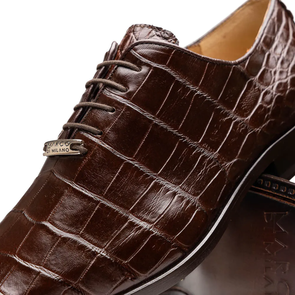 Marco Di Milano Bono Brown Alligator Wholecut Oxfords