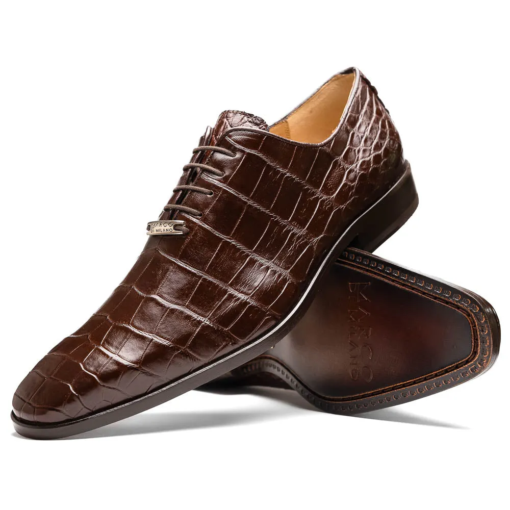 Marco Di Milano Bono Brown Alligator Wholecut Oxfords