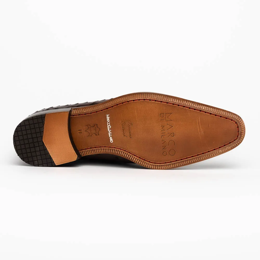 Marco Di Milano Criss Brown Ostrich Quill Dress Shoe Oxfords