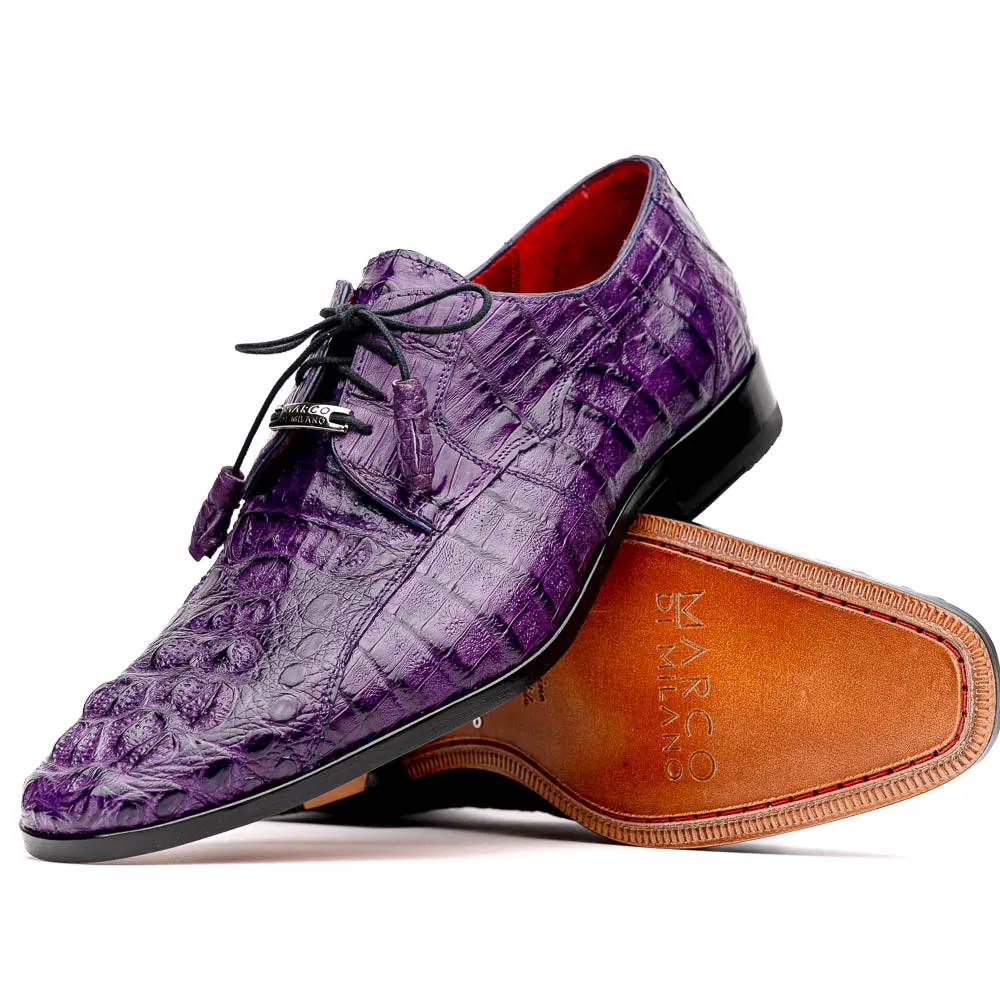 Marco Di Milano Tulum Purple Exotic Crocodile Derby Oxfords