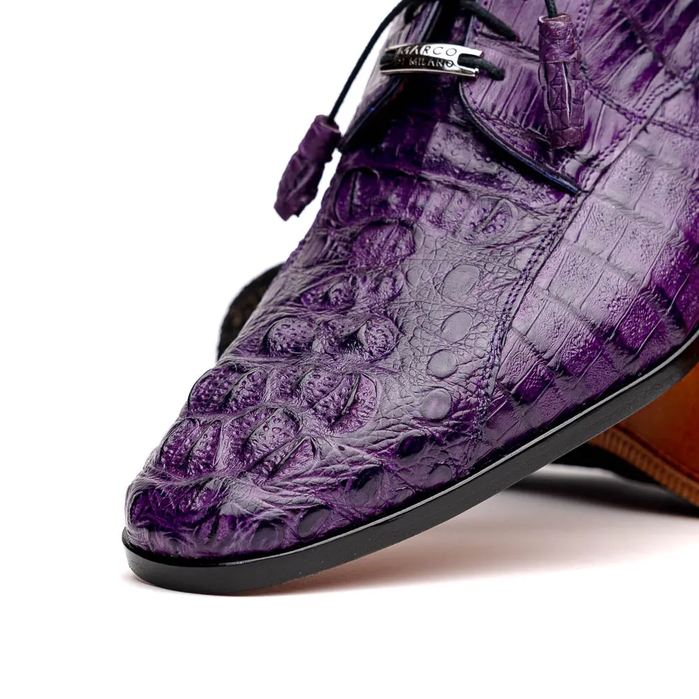 Marco Di Milano Tulum Purple Exotic Crocodile Derby Oxfords