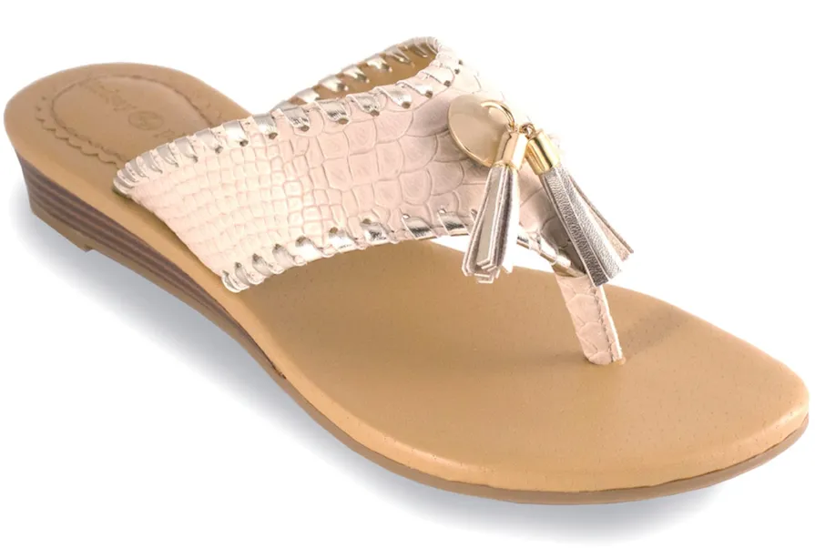 Margo cream snake flip flops