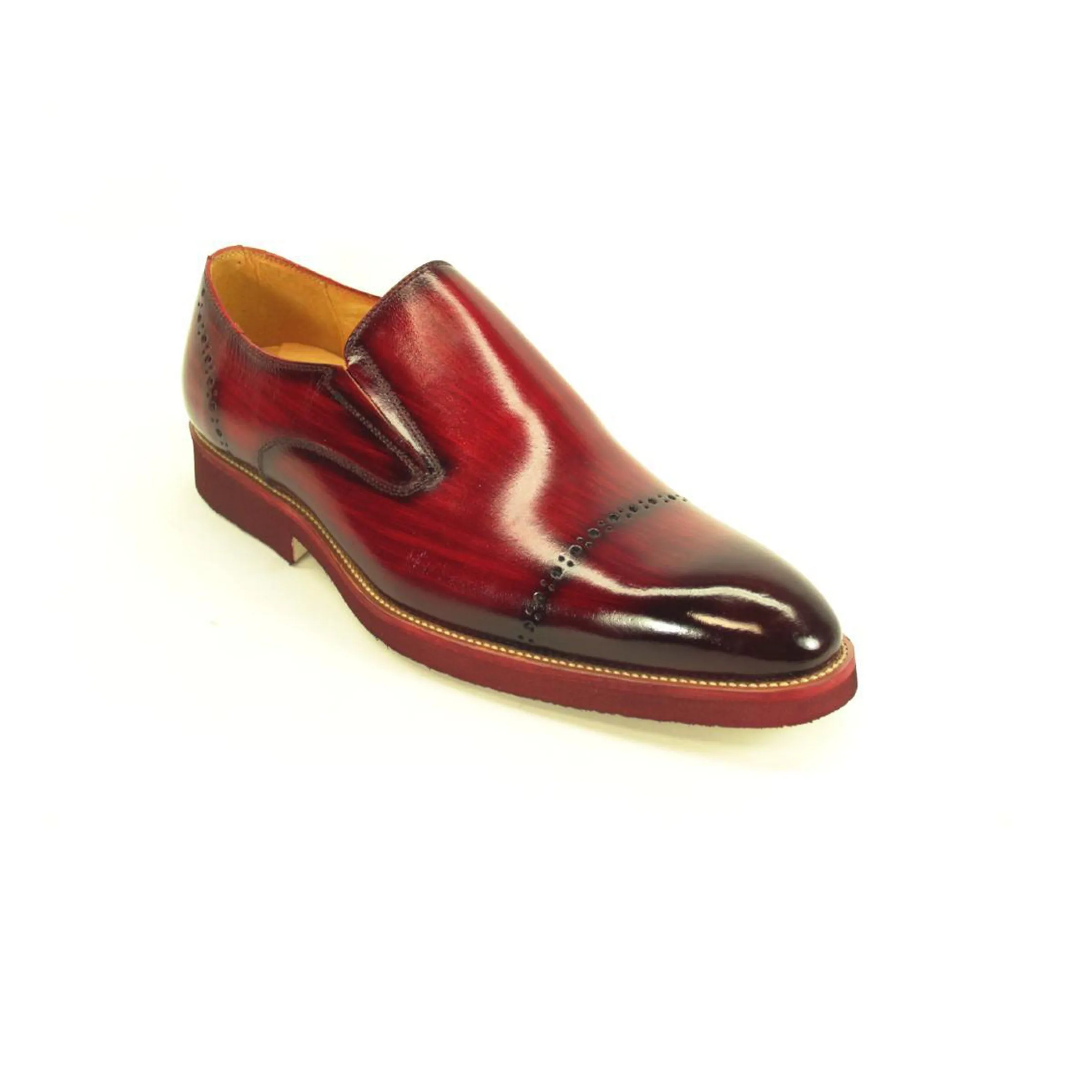 Mens Carrucci Leather Captoe Fade Slip On Dress Shoe in Black