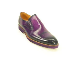 Mens Carrucci Leather Captoe Fade Slip On Dress Shoe in Purple