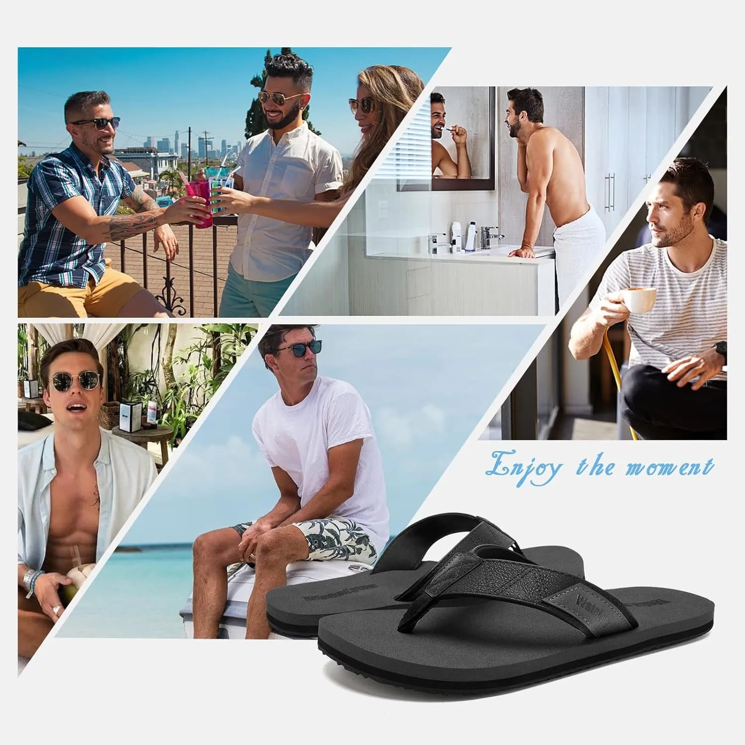 Mens-Flip-Flops-Thong-Sandals-With-Arch-Support Lightweight-Water-Shoes Open-Toe Comfort Summer-Beach-Slippers for Pool-Showers-Dorms Indoor-Outdoor