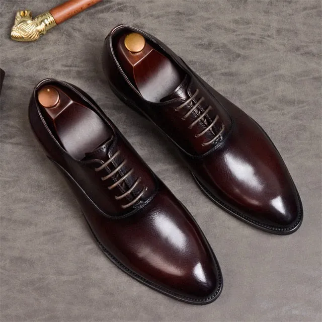 Mens Formal Shoes Genuine Leather Oxford Shoes For Men Italian 2020 Dress Shoes Wedding Laces Leather Business Shoes