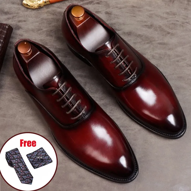 Mens Formal Shoes Genuine Leather Oxford Shoes For Men Italian 2020 Dress Shoes Wedding Laces Leather Business Shoes