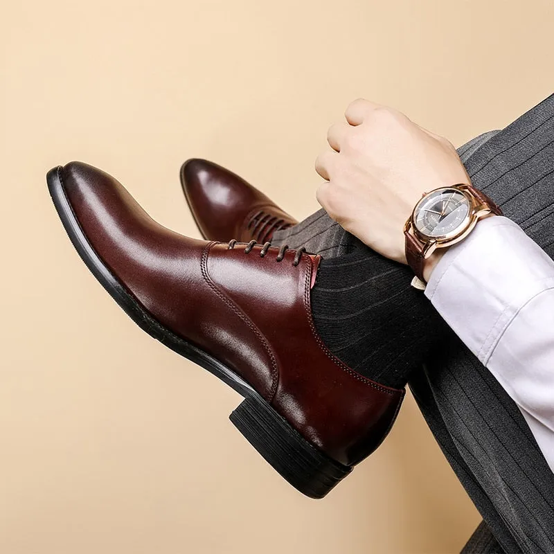 Mens Formal Shoes Genuine Leather Oxford Shoes For Men Italian 2020 Dress Shoes Wedding Laces Leather Business Shoes