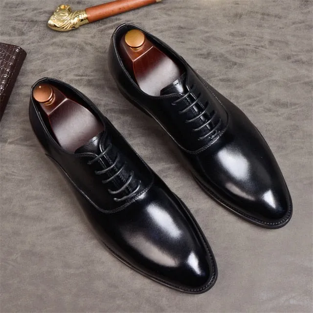 Mens Formal Shoes Genuine Leather Oxford Shoes For Men Italian 2020 Dress Shoes Wedding Laces Leather Business Shoes