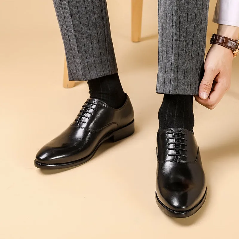 Mens Formal Shoes Genuine Leather Oxford Shoes For Men Italian 2020 Dress Shoes Wedding Laces Leather Business Shoes