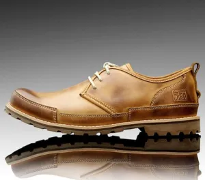 Mens Genuine Leather Lace Up Round Toe Oxfords