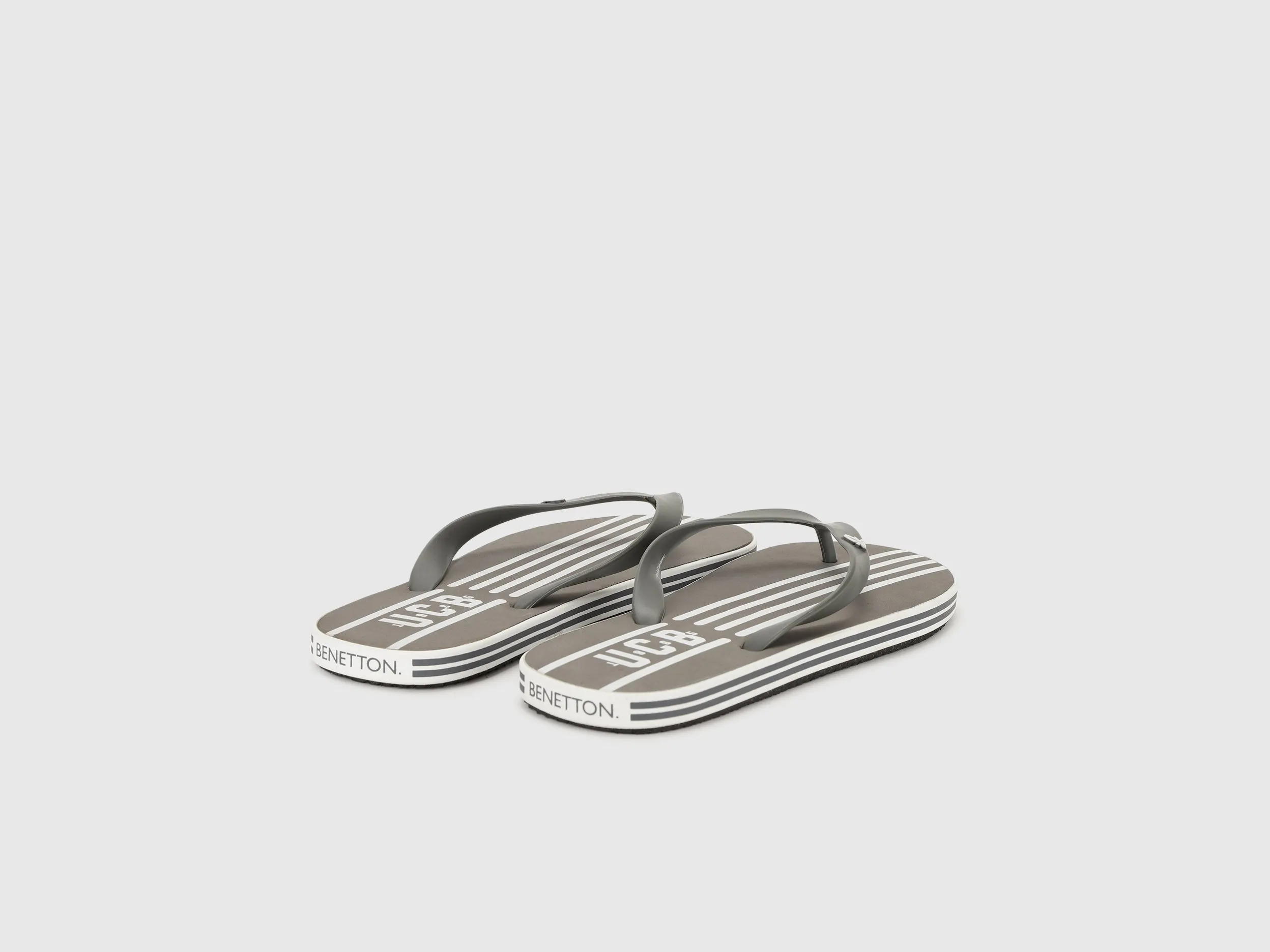 Men's Grey Striped Thong Flip-Flops