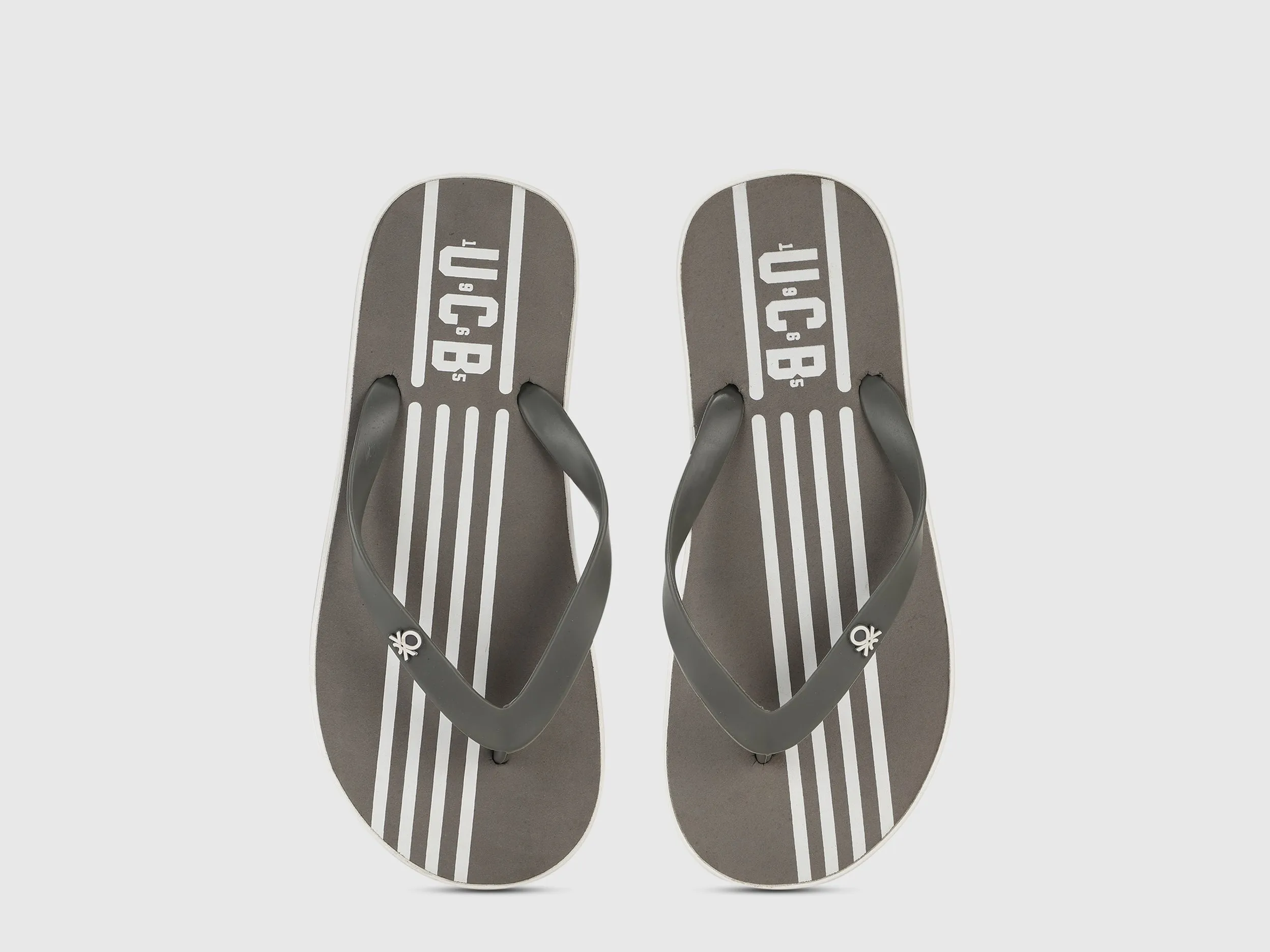 Men's Grey Striped Thong Flip-Flops