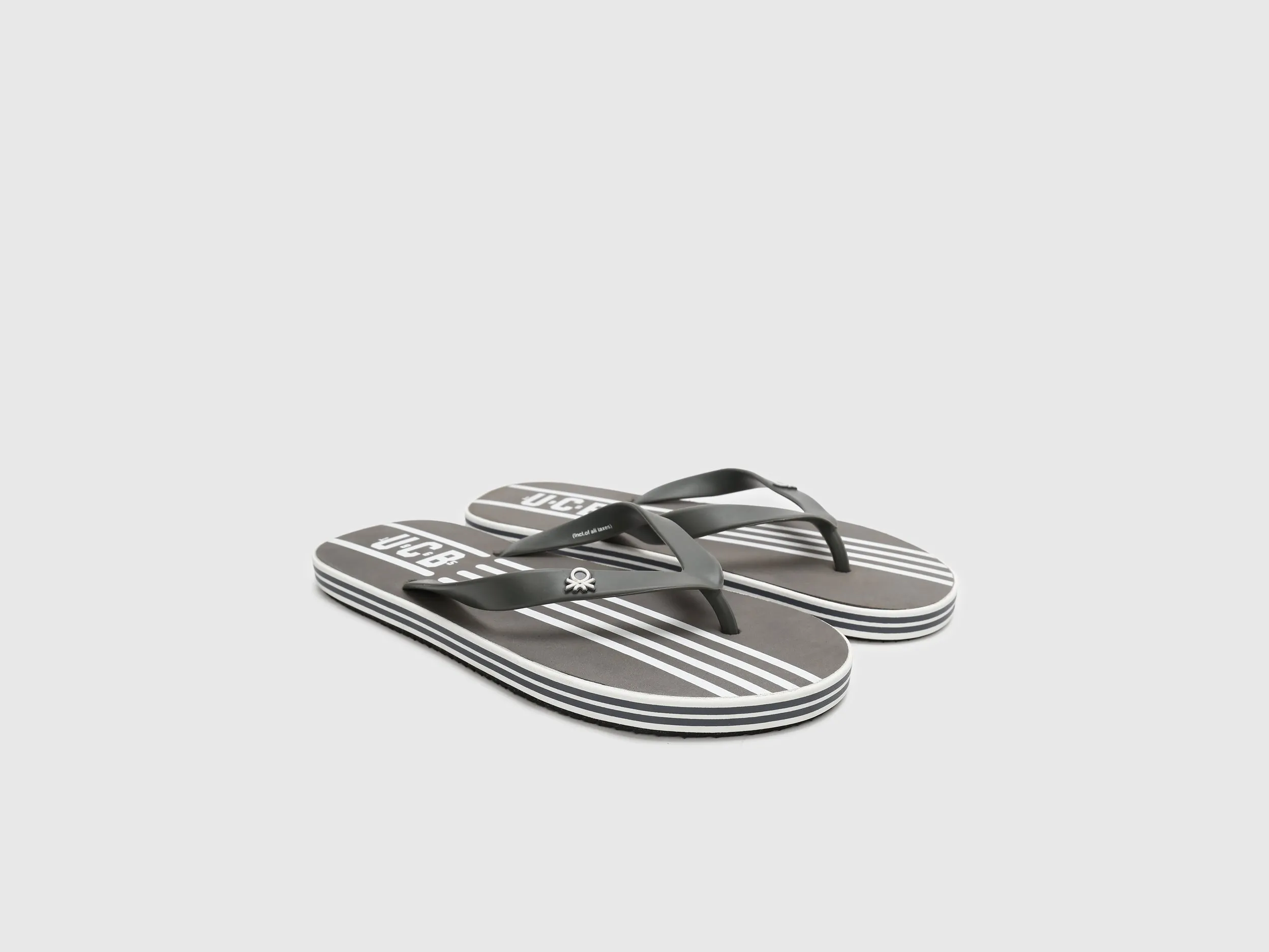 Men's Grey Striped Thong Flip-Flops