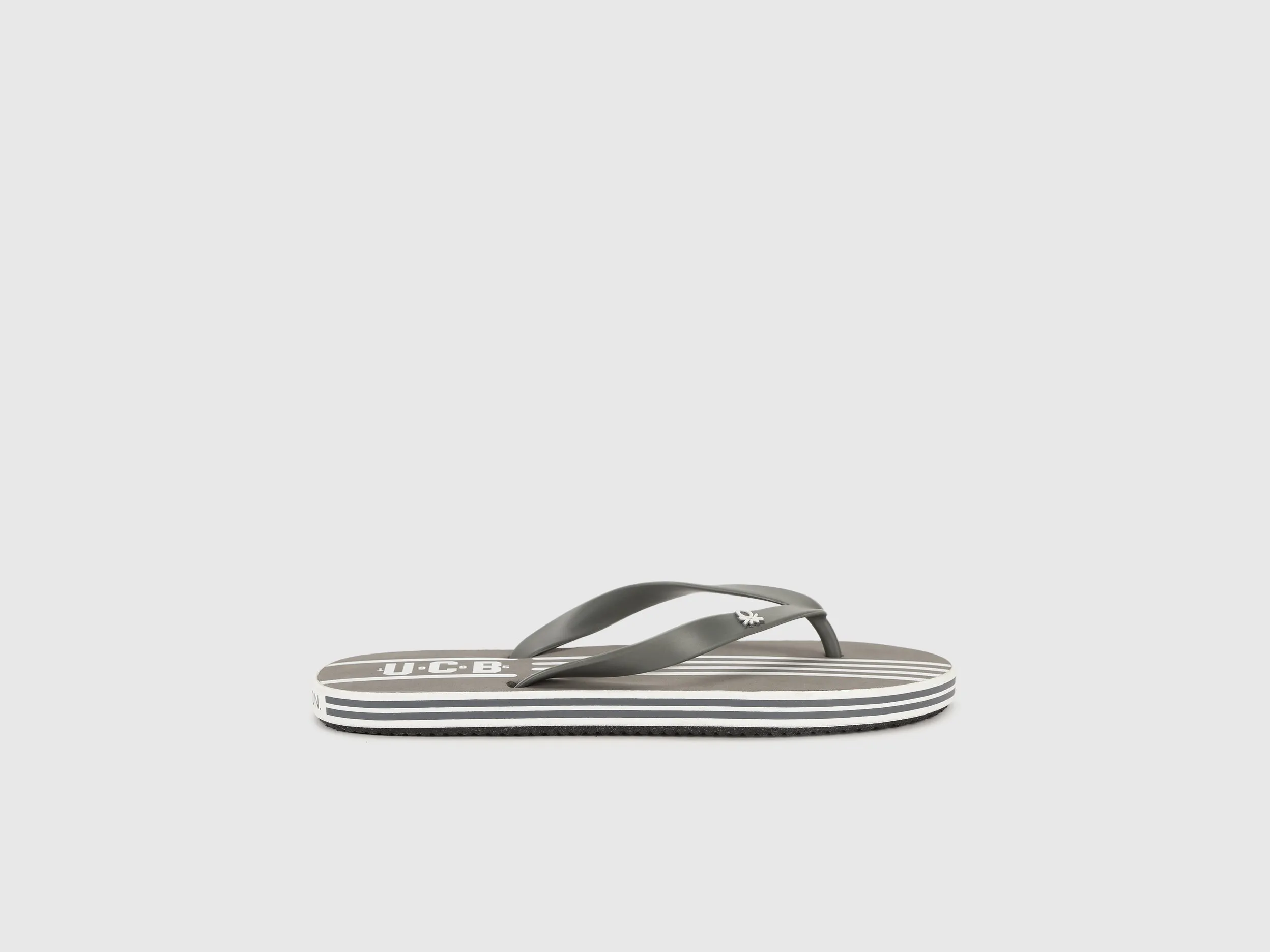 Men's Grey Striped Thong Flip-Flops