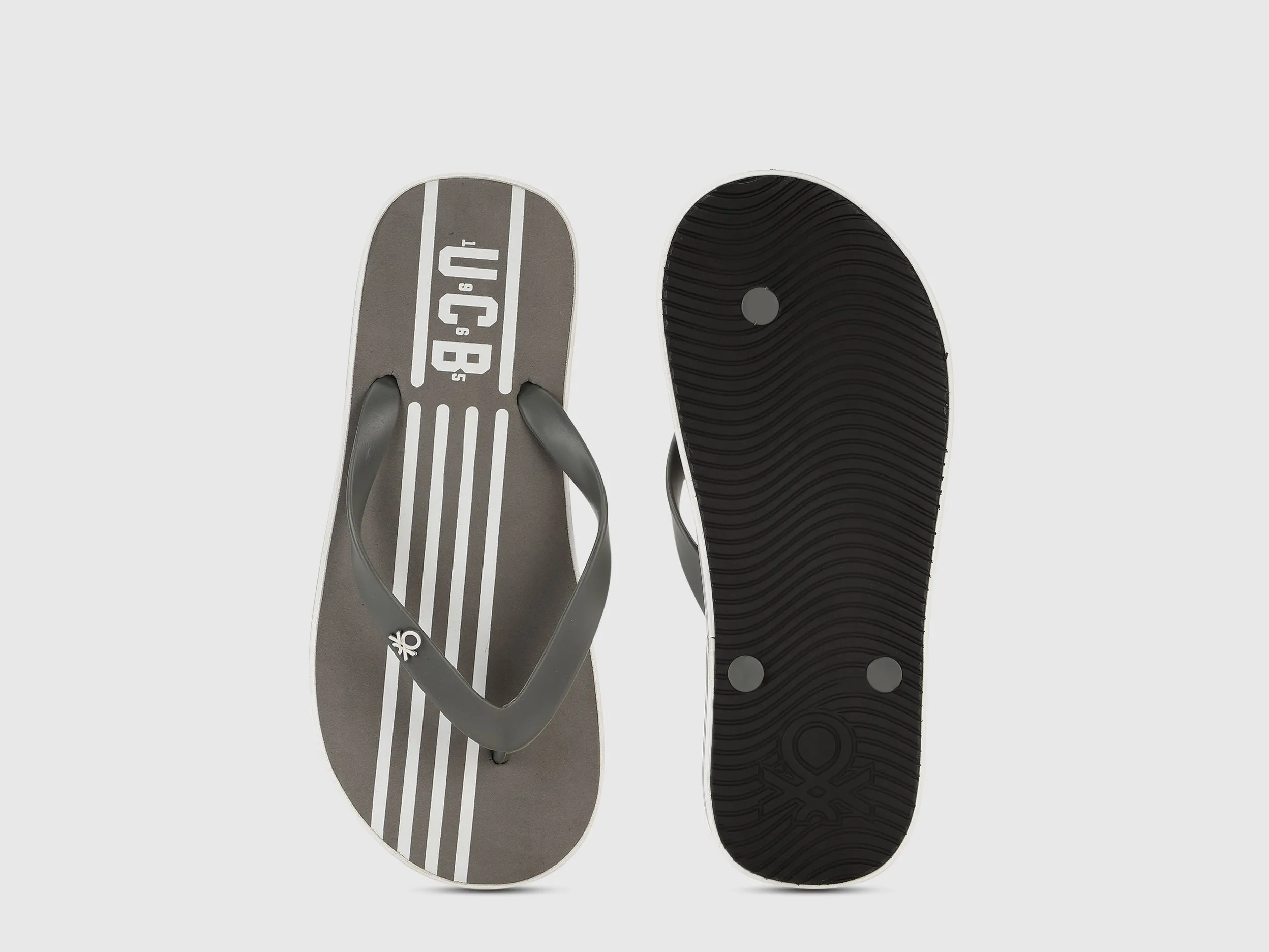 Men's Grey Striped Thong Flip-Flops