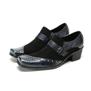 Men's Luxurious Party Shoes High heel Thick Heel with Square Toe Design