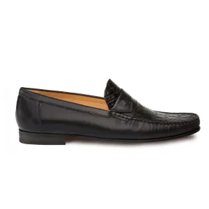 Mens Mezlan Sica Crocodile & Calfskin Loafer Dress Shoe in Black