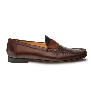 Mens Mezlan Sica Crocodile & Calfskin Loafer Dress Shoe in Brown