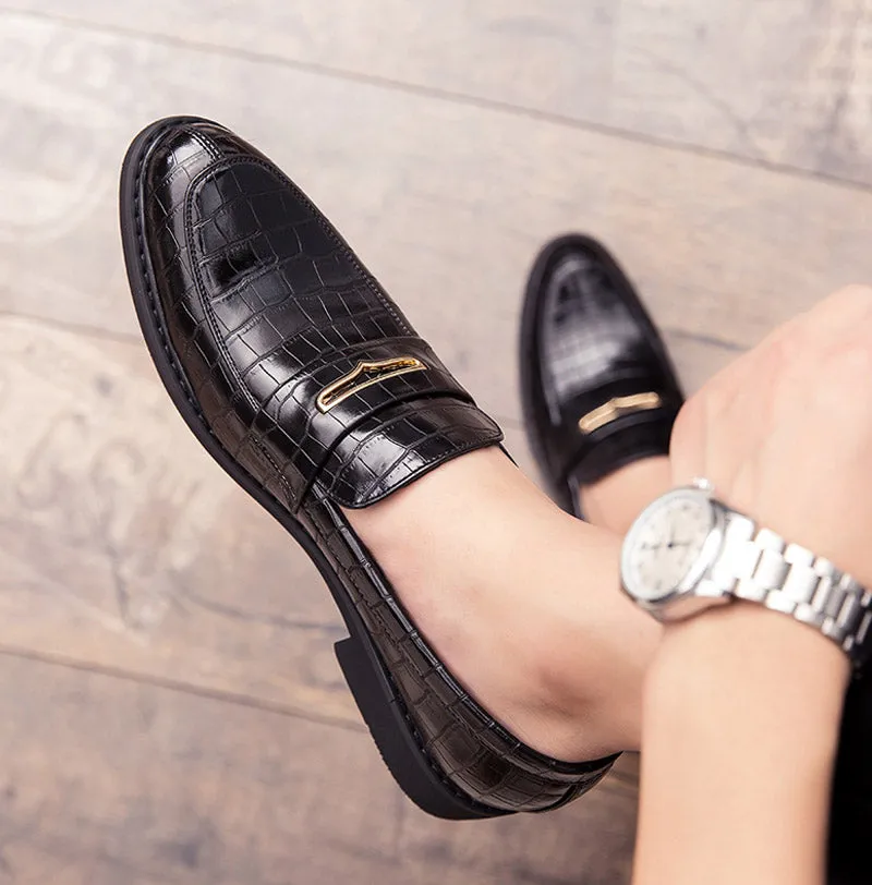 Men's Vintage Split Leather Round Toe Slip-On Oxfords