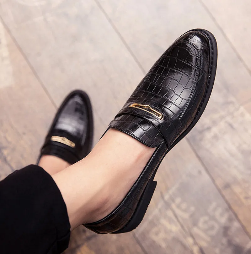 Men's Vintage Split Leather Round Toe Slip-On Oxfords