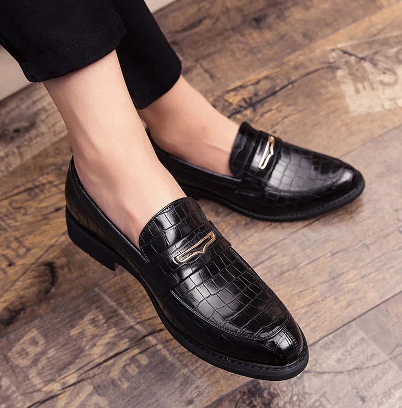 Men's Vintage Split Leather Round Toe Slip-On Oxfords