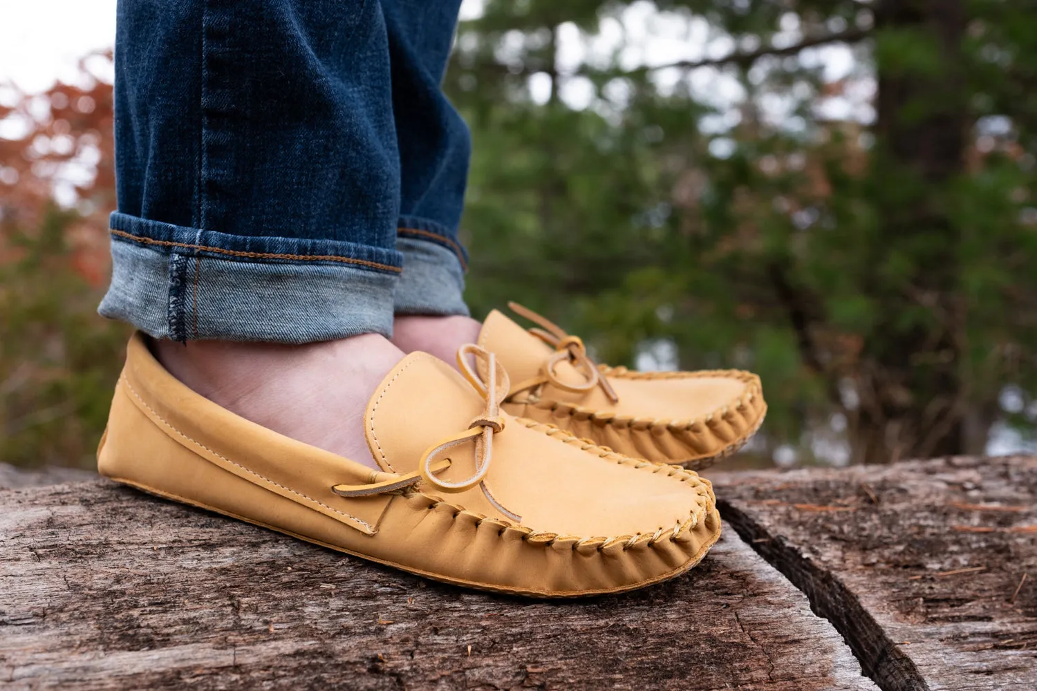Men's Wide Earthing Leather Moccasins (Clearance)