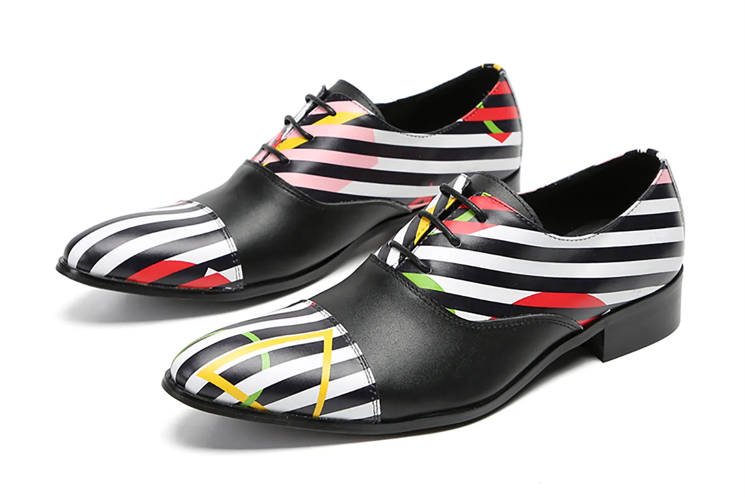 Men's Wingtip Striped Pattern Dress Oxfords