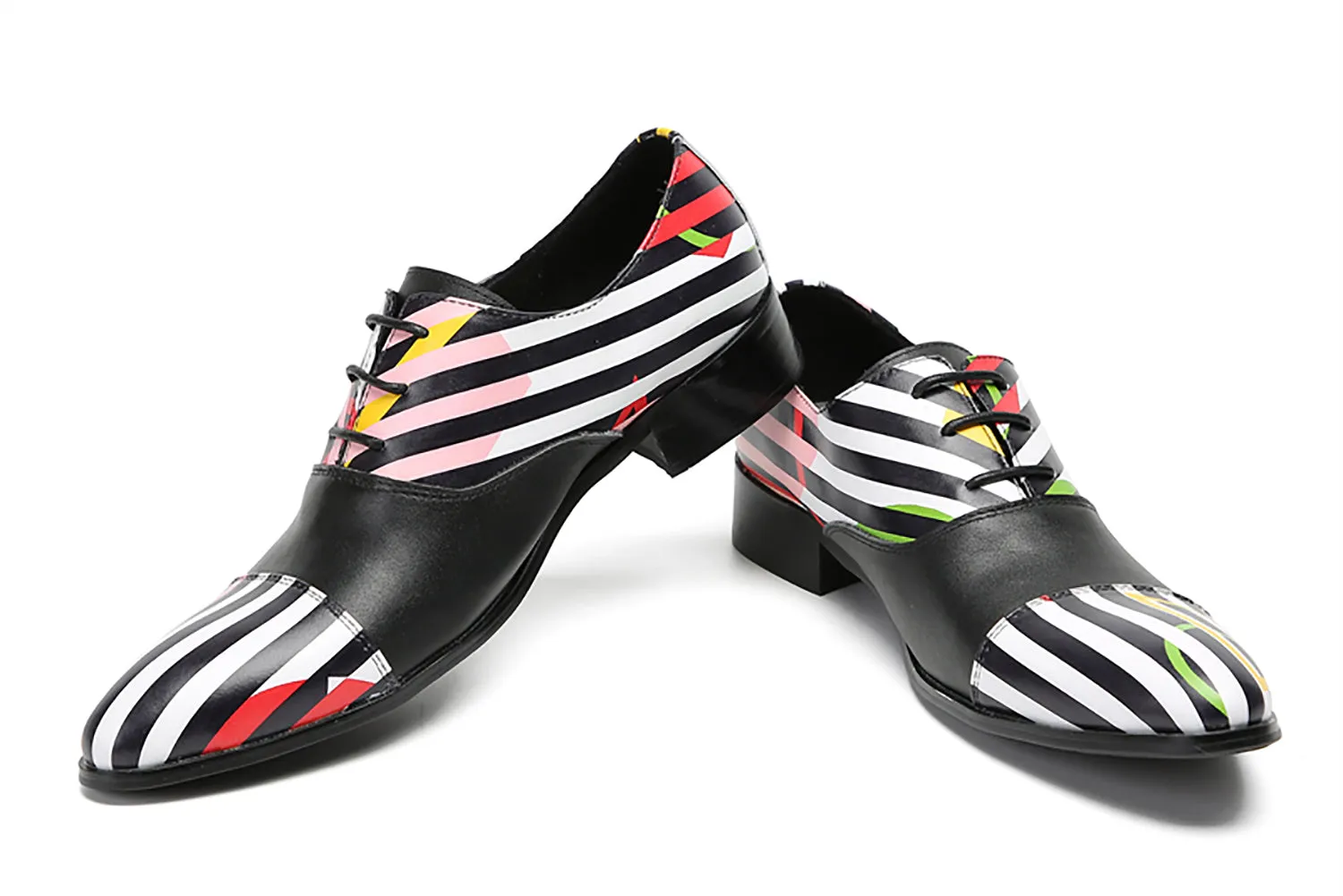 Men's Wingtip Striped Pattern Dress Oxfords