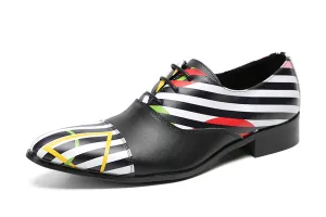 Men's Wingtip Striped Pattern Dress Oxfords