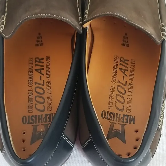 Mephisto Brown Black Leather Cool Air Loafer
