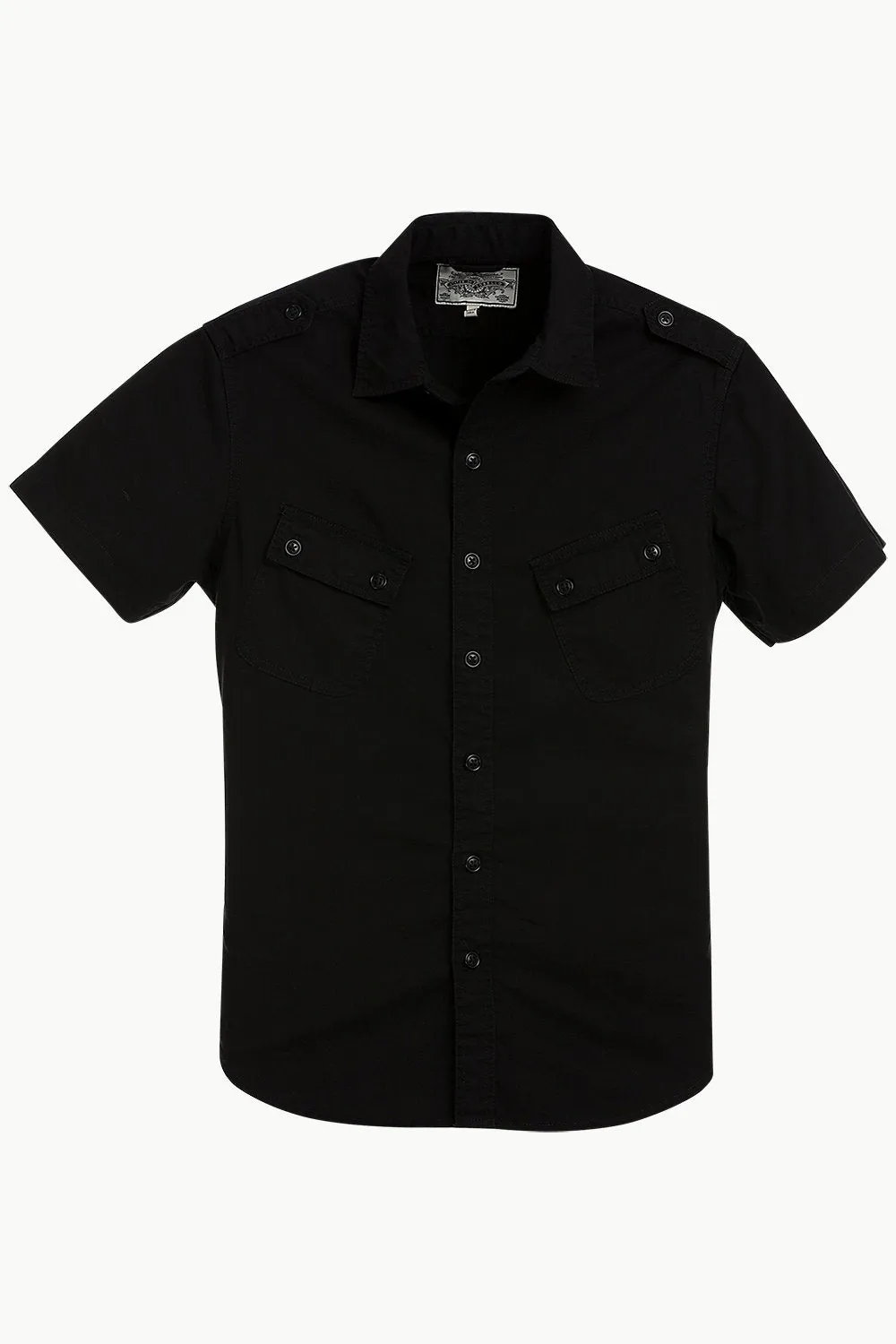 Military Style Twill Shirt With Epaulets