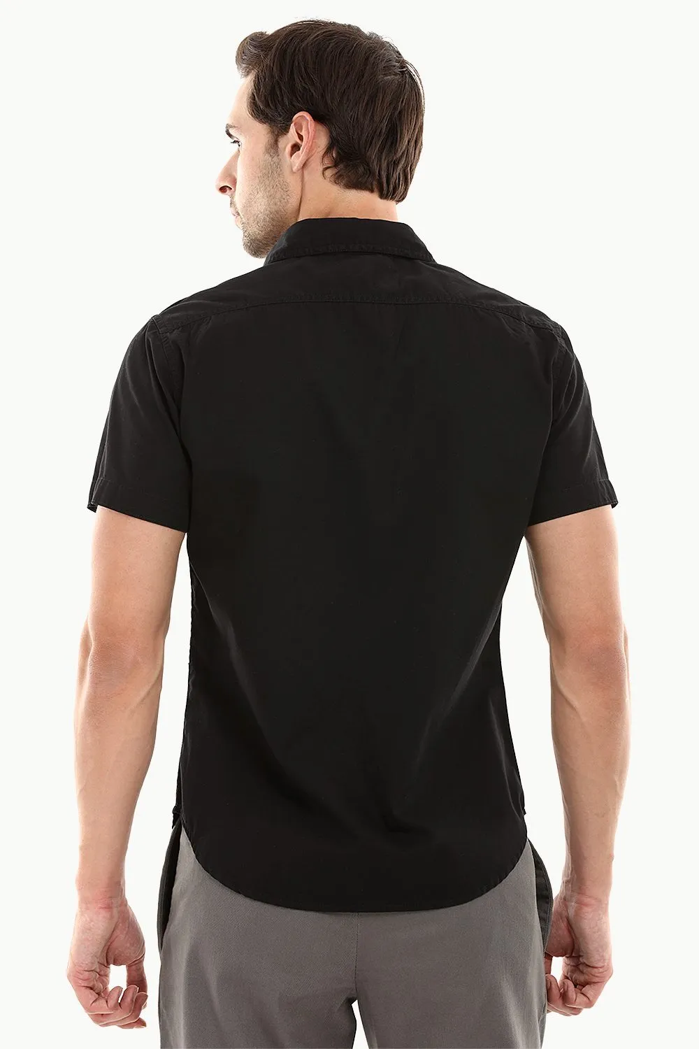 Military Style Twill Shirt With Epaulets