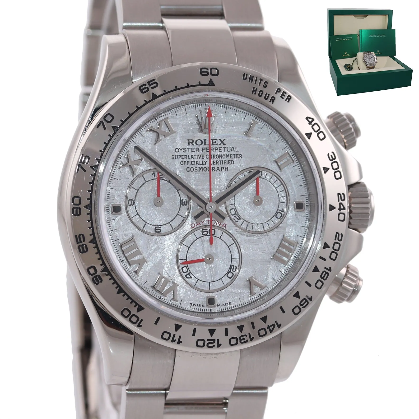 MINT 2016 Rolex Daytona Meteorite 116509 18k White Gold Fat Buckle Watch Box