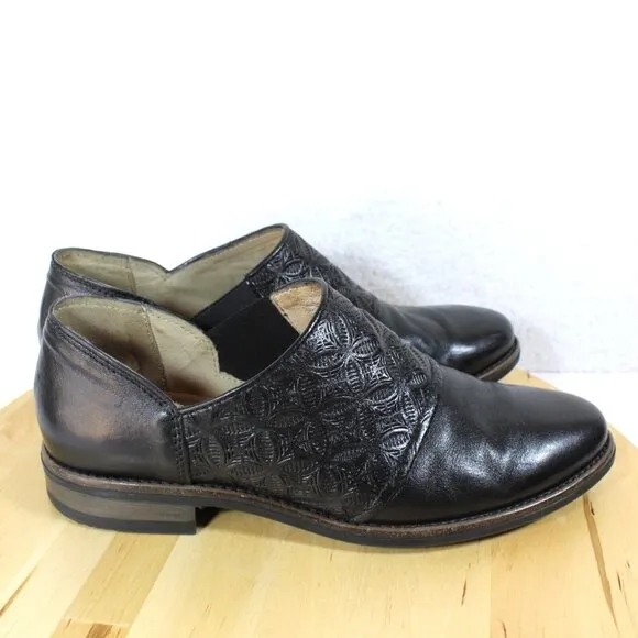 Miz Mooz Leather Loafer Womens 41 Size 9.5 10 Tooled Slip On Tennessee Shoe