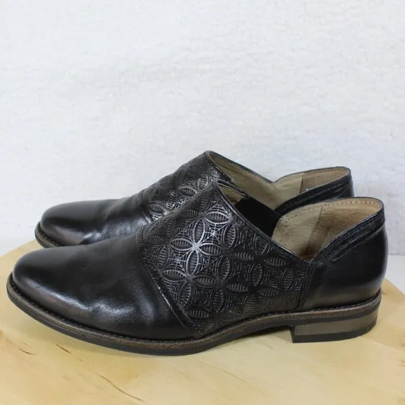 Miz Mooz Leather Loafer Womens 41 Size 9.5 10 Tooled Slip On Tennessee Shoe