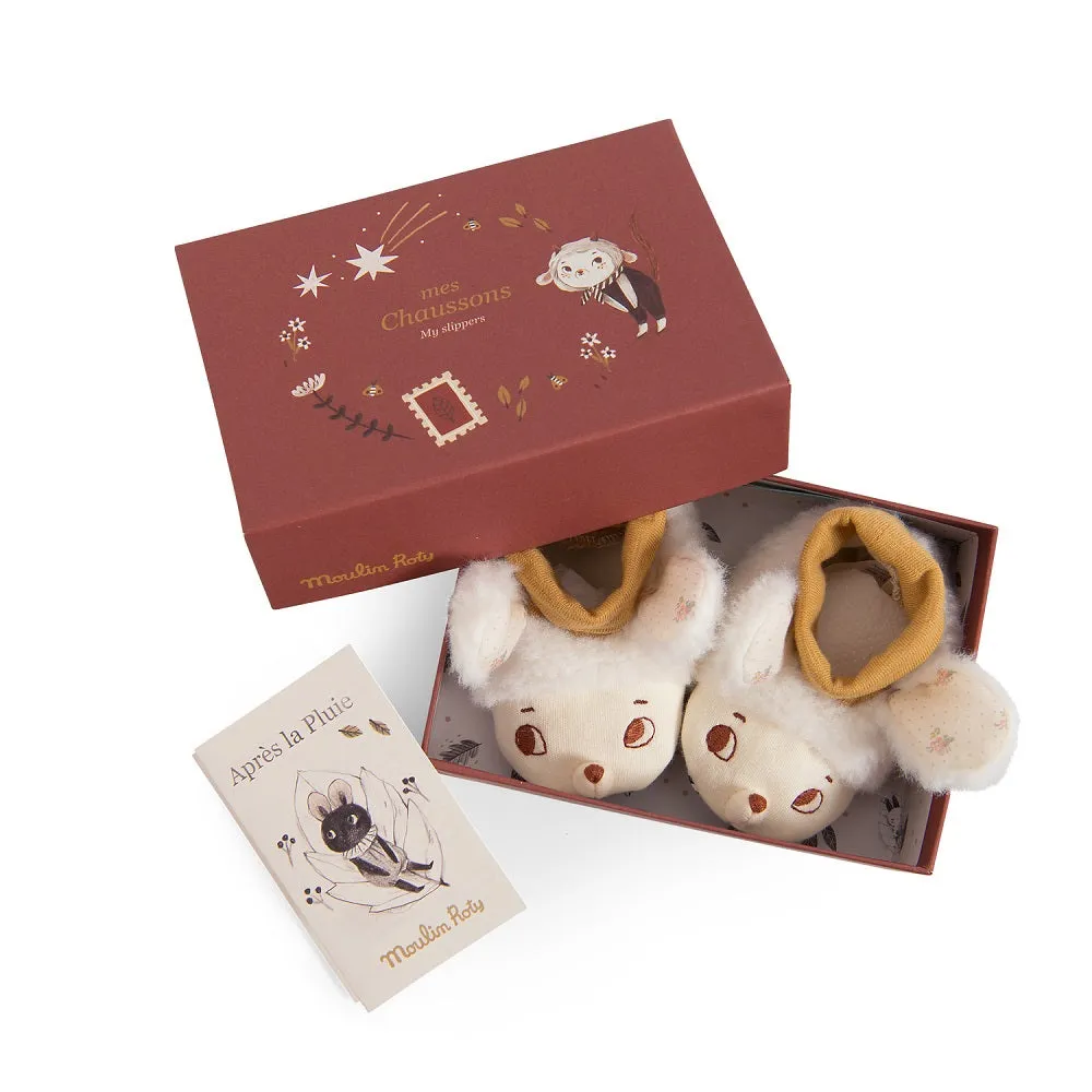 Moulin Roty Apres la Pluie Nuage Sheep Slippers 0-6M, Ivory