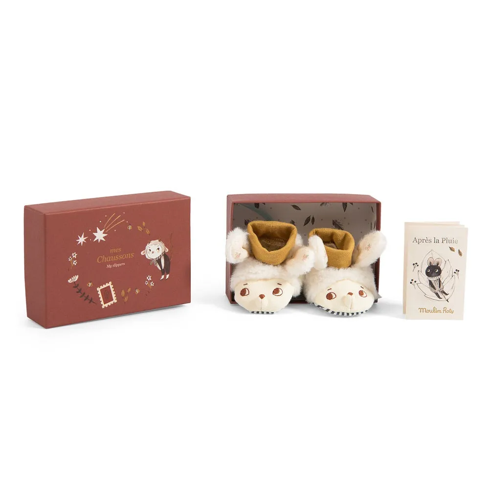 Moulin Roty Apres la Pluie Nuage Sheep Slippers 0-6M, Ivory
