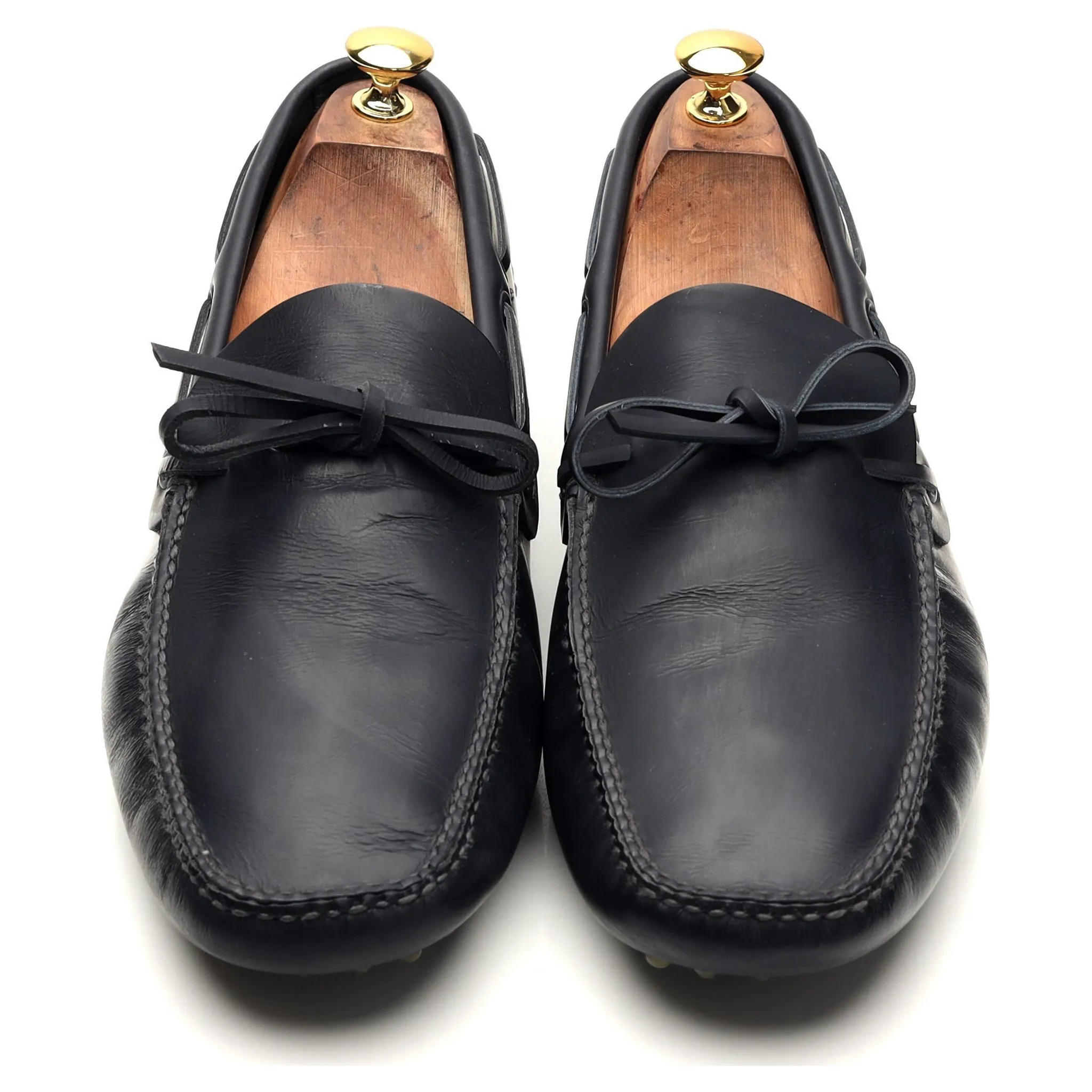 Navy Blue Leather Driving Loafer UK 11