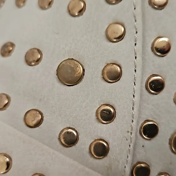 NEW Shu Shop Titina Cream and Gold Studded Loafer Size 10