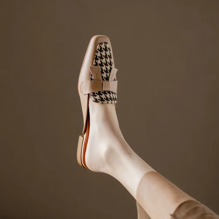 Off-White Beige Brown Butterfly Knot Loafer Mules #001087