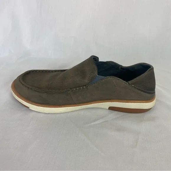 Olukai Kalia Men's Slip On Loafer Size 8 Brown Leather Drop In Heel