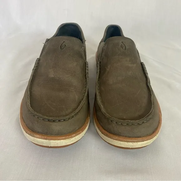 Olukai Kalia Men's Slip On Loafer Size 8 Brown Leather Drop In Heel