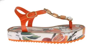 Orange Crystal Beachwear Sandals