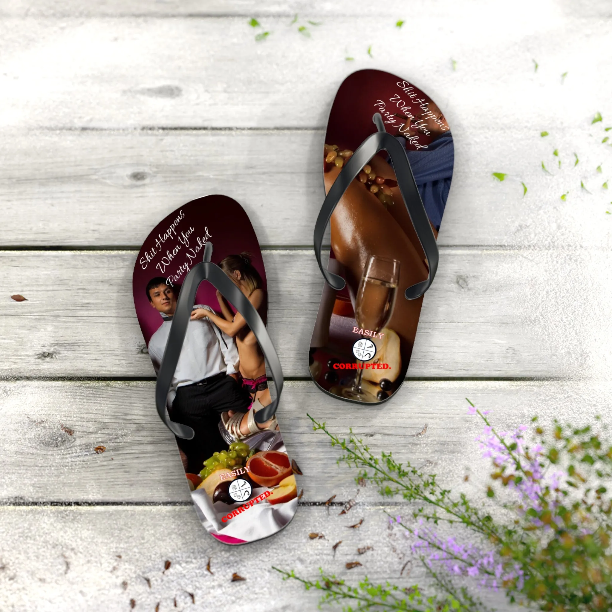Party Naked Flip Flops by Easily Corrupted